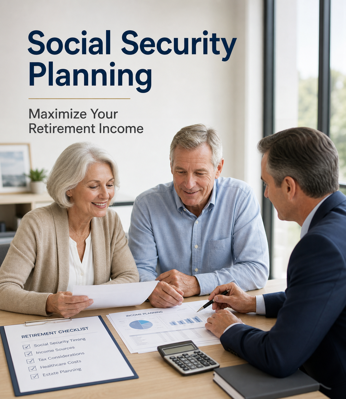 Retired Couple Reviewing Documents with Financial Advisor